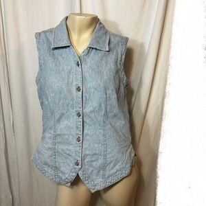 Bill Blass vintage 90s light washed button up denim vest women’s small
